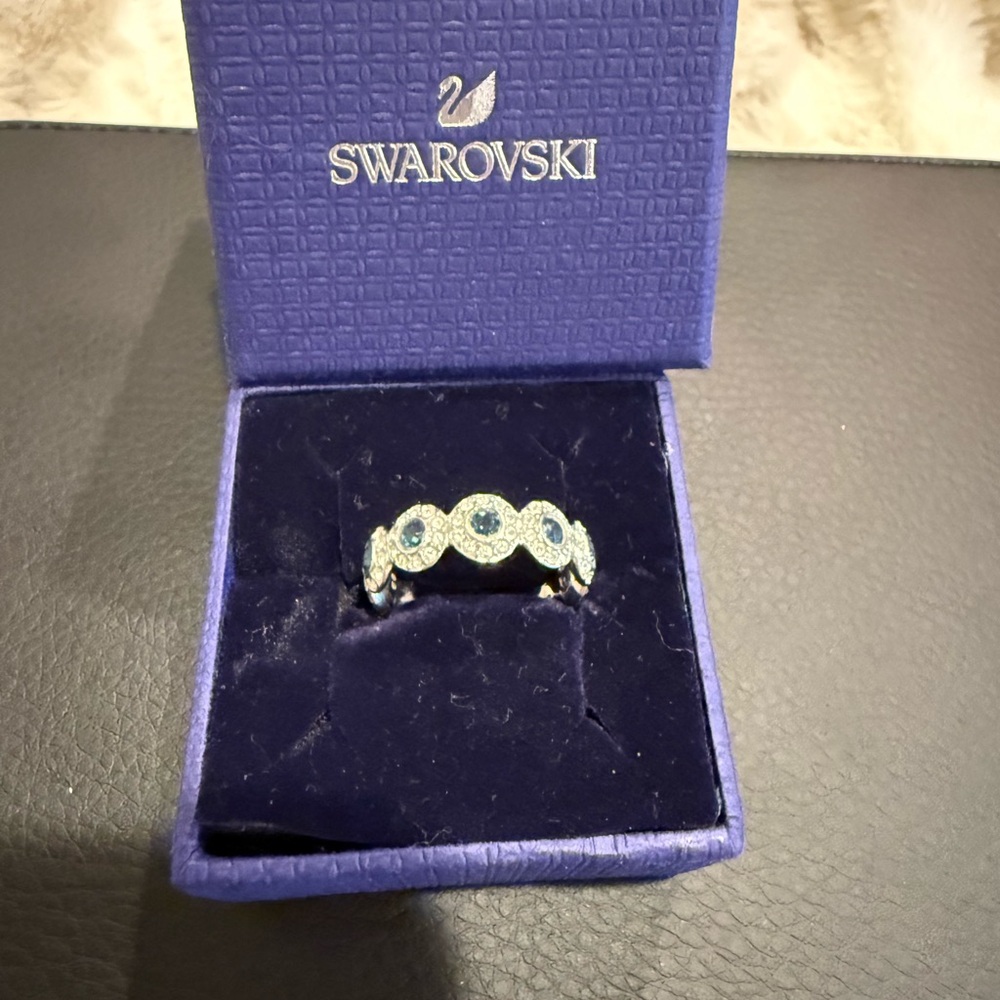 Swarovski Silver Ring with Blue Accents